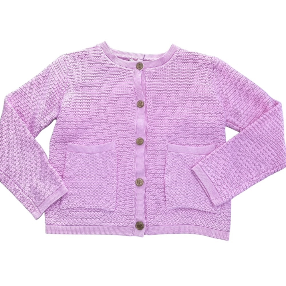 Entro Pink Knit Cardigan with Gold Buttons, Size Small, Spring Sweater